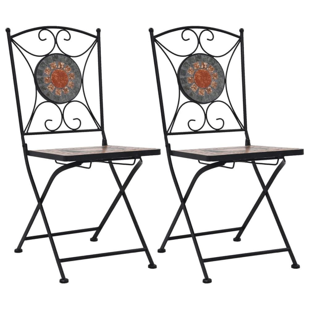 Vidaxl Mozaikové bistro stoličky 2 ks, oranžové/sivé